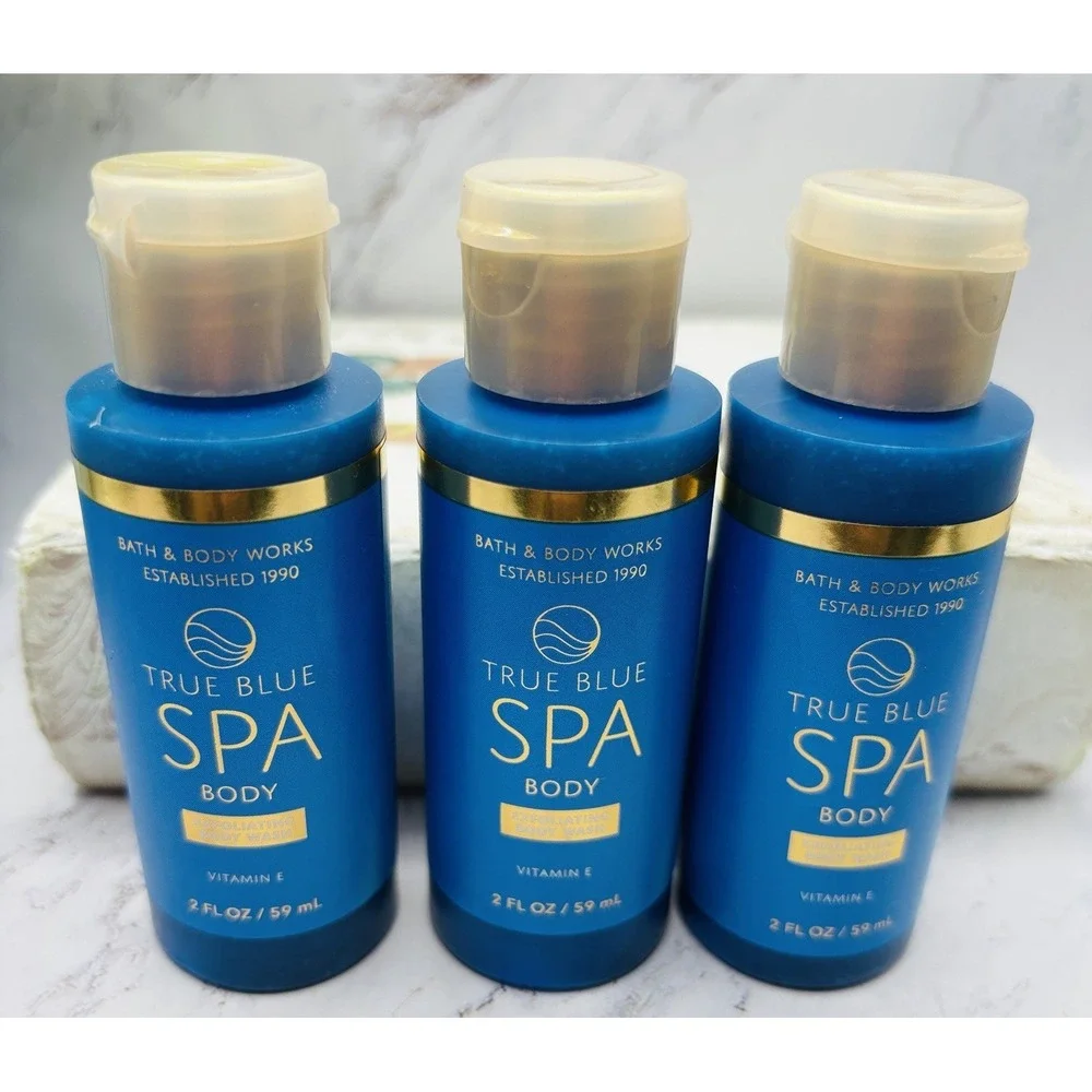 Bath & Body Works True Blue Spa Exfoliating Body Wash 2 oz Travel Size Lot 3